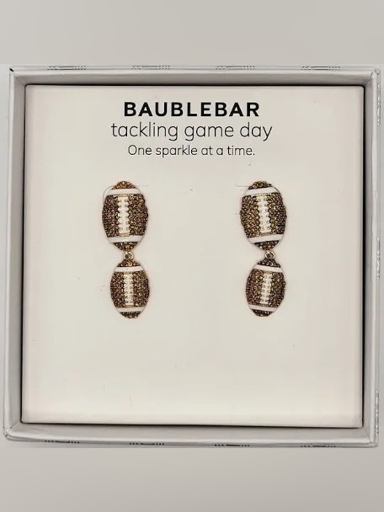 BaubleBar Jewelry - BaubleBar Gold-Tone Football Drop Earrings - Brown and White